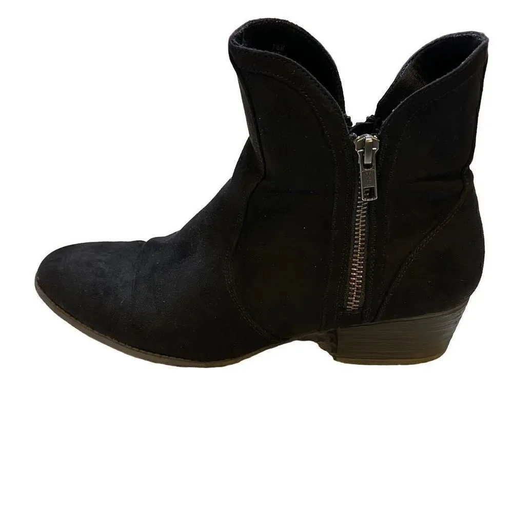 Makalu Women's Black Fabric Zip Ankle Boots Size 8.5 - Picture 5 of 6
